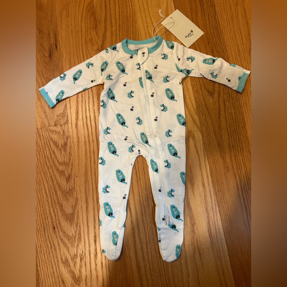 Kyte BABY White and Teal Kids Pajamas